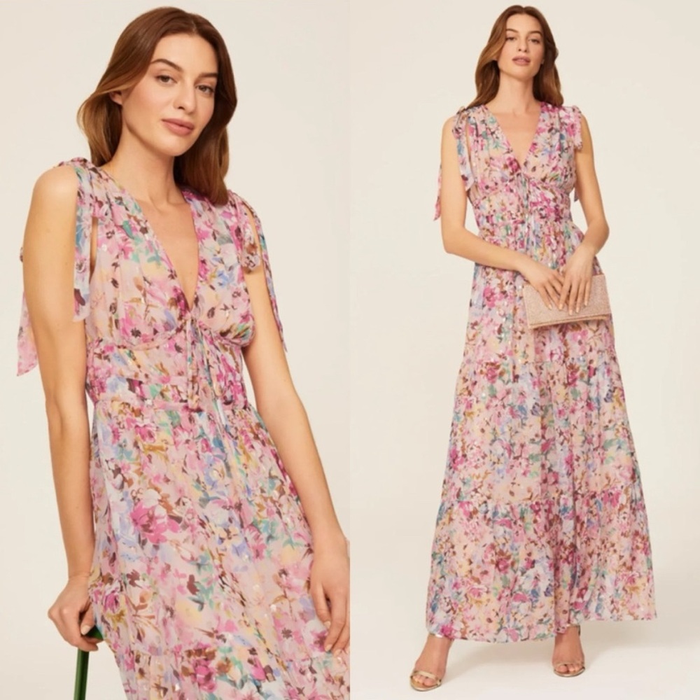 Shoshanna Zahra Floral Gown in Blush Pink Womens Long Maxi dress